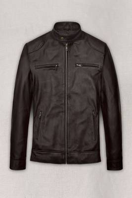 men's brown lambskin leather jacket classic zip up style high quality 1