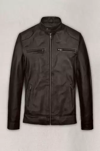 Genuine pure soft leather brown pattern pure lambskin men's leather jacket
