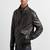 Genuine soft leather bomber rib waist lambskin men's leather jacket  black motor jacket