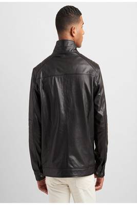 men's black lambskin leather biker jacket classic moto zip style stylish superior 2