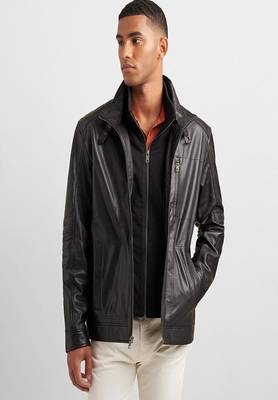 men's black lambskin leather biker jacket classic moto zip style stylish superior 4