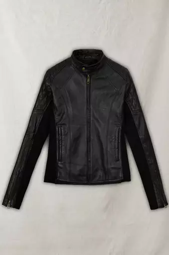 Black soft leather pure lambskin leather jacket motorcycle jacket