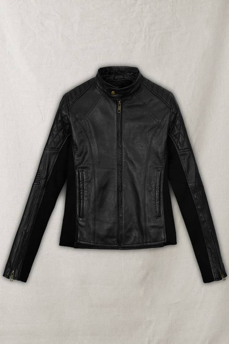 Black soft leather pure lambskin leather jacket motorcycle jacket