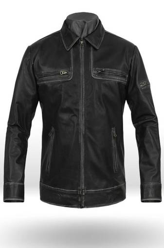 Vintage black stylish pure lambskin black leather jacket motorcycle jacket