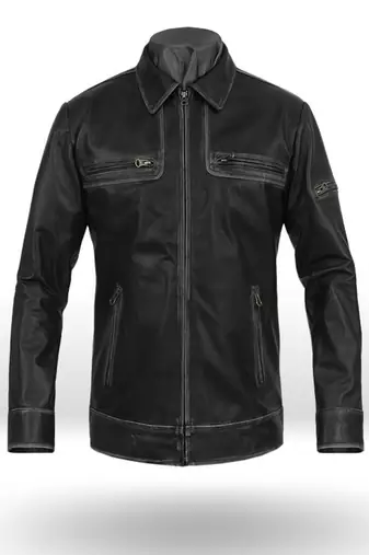 Vintage black stylish pure lambskin black leather jacket motorcycle jacket