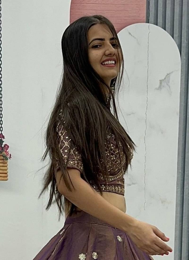 Wine Color  Embroidery beats& Sequence Work Silk Lahenga Choli Set