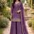 Purple chinon silk full stitched free size palazzo suits upto 42