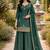 Peacock green chinon silk full stitched free size palazzo suits upto 42