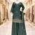 Peacock green chinon silk full stitched free size palazzo suits upto 42