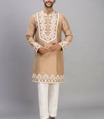 chiku embroidered silk men’s kurta pant set