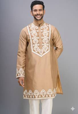 chiku embroidered silk men’s kurta pant set 2