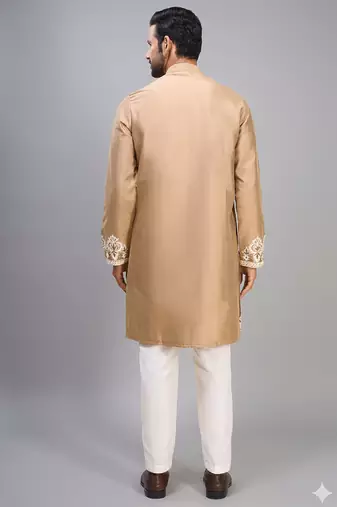 chiku embroidered silk men’s kurta pant set