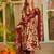 Red maslin cotton party wear digital print suit set