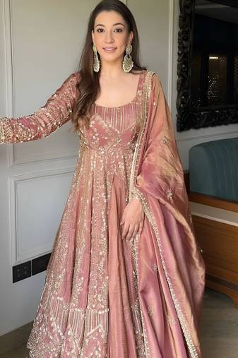 PINK SIMMIR SILK PARTY WEAR EMBROIDERY CROP TOP  WITH BLOUSE LEHENGA CHOLI