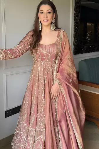 PINK SIMMIR SILK PARTY WEAR EMBROIDERY CROP TOP  WITH BLOUSE LEHENGA CHOLI