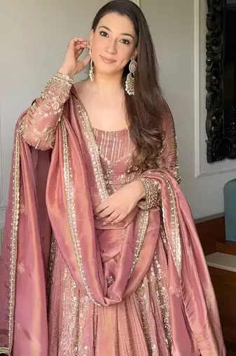 PINK SIMMIR SILK PARTY WEAR EMBROIDERY CROP TOP  WITH BLOUSE LEHENGA CHOLI