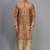 coffee silk mens kurta pant set with embroidered work