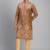 coffee silk mens kurta pant set with embroidered work
