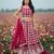 rani pink net lehenga choli with thread work design