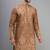 coffee silk mens kurta pant set with embroidered work