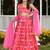 pink silk girls lehenga choli with floral printed work