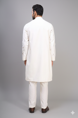 off white silk kurta pant with embroidery detail 3