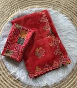 Red Color Bandhani patch work Kota doriya Saree