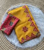 Yellow Color Bandhani patch work Kota doriya Saree