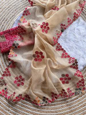 Cream Color Bandhani patch work Kota doriya Saree 3