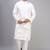 off white silk kurta pant set with embroidered work