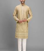 chiku silk kurta pant with embroidered work
