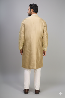 chiku silk kurta pant with embroidered work 4