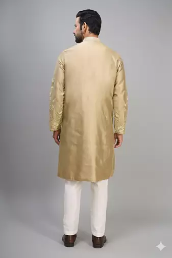 chiku silk kurta pant with embroidered work