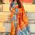 Orange woven self design pure silk banarasi saree with blouse
