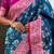 Teal blue woven self design pure silk banarasi saree with blouse
