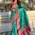 Teal green woven self design pure silk banarasi saree with blouse