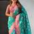 Teal green woven self design pure silk banarasi saree with blouse