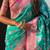 Teal green woven self design pure silk banarasi saree with blouse