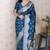 Blue woven self design pure silk banarasi saree with blouse