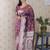 Dark mauve woven self design pure silk banarasi saree with blouse