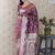 Dark mauve woven self design pure silk banarasi saree with blouse