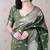 Mehendi woven self design pure silk banarasi saree with blouse