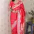 Pink woven self design pure silk banarasi saree with blouse