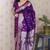 Purple woven self design pure silk banarasi saree with blouse