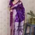Purple woven self design pure silk banarasi saree with blouse