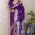 Purple woven self design pure silk banarasi saree with blouse