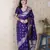 Violet woven self design pure silk banarasi saree with blouse