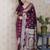 Wine woven self design pure silk banarasi saree with blouse
