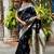 Black woven self design pure silk banarasi saree with blouse