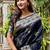 Black woven self design pure silk banarasi saree with blouse